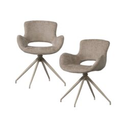 Eliva Eetkamerstoel structure velvet zand set van 2