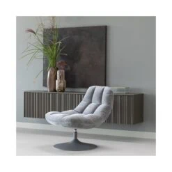 Elvi Draaifauteuil chenille structuur lichtgrijs