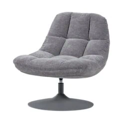 Elvi Draaifauteuil chenille structuur lichtgrijs