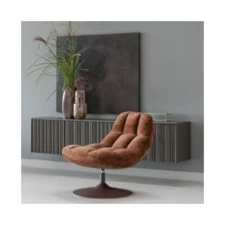 Elvi Draaifauteuil chenille structuur roestbruin