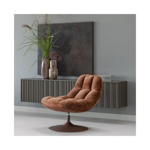 Elvi Draaifauteuil chenille structuur roestbruin