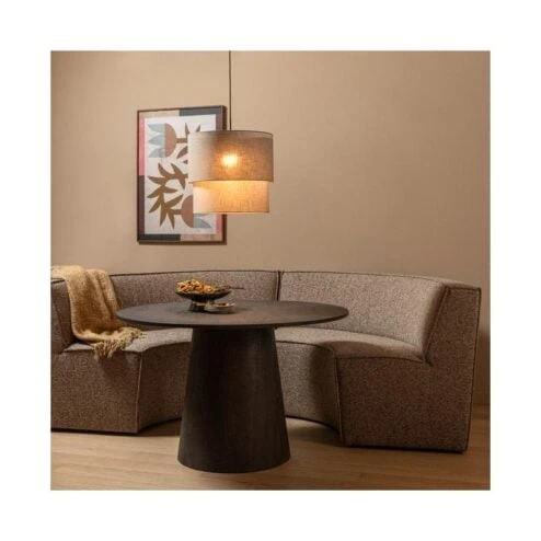 Europa Eetkamerbank 2-zits geweven stof donkerbruin melange 186cm