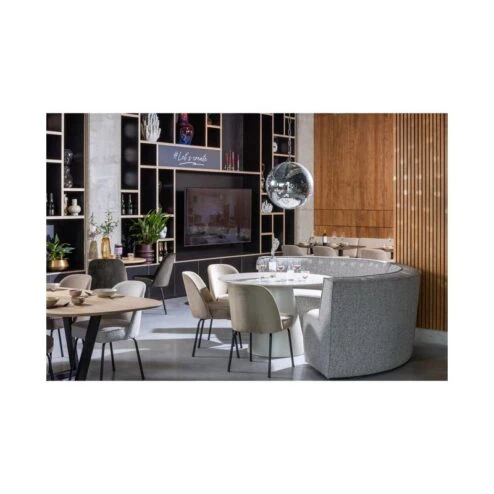 Europa Eetkamerbank 4-zits geweven stof zand melange 262cm