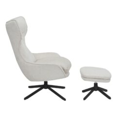 Fauteuil Hannah met voetenbank Gebroken wit