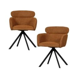 Fenne Draaibare eetkamerstoel geweven stof ginger