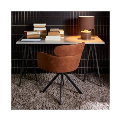 Fenne Draaibare eetkamerstoel leerlook cognac