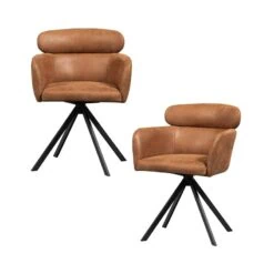 Fenne Draaibare eetkamerstoel leerlook cognac