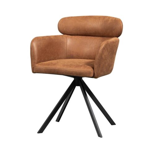 Fenne Draaibare eetkamerstoel leerlook cognac