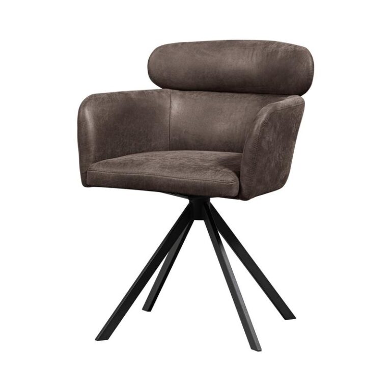 Fenne Draaibare eetkamerstoel leerlook zwart/grijs