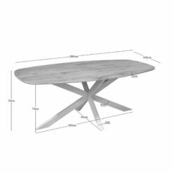 Ferry Eettafel Deens Ovaal Naturel Eiken met zand poot 210 cm