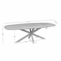 Ferry Eettafel Deens Ovaal Naturel Eiken met zand poot 240 cm