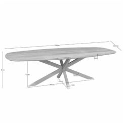 Ferry Eettafel Deens Ovaal Naturel Eiken met zand poot 280 cm