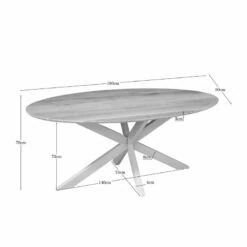 Ferry Eettafel Ovaal Naturel Eiken met zand poot 180 cm