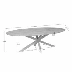 Ferry Eettafel Ovaal Naturel Eiken met zand poot 240 cm