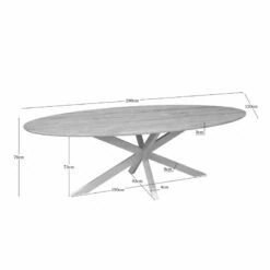 Ferry Eettafel Ovaal Naturel Eiken met zand poot 280 cm