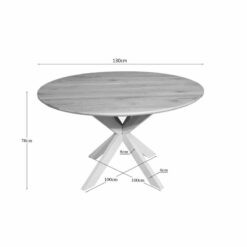 Ferry Eettafel Rond Naturel Eiken met zand poot 130 cm