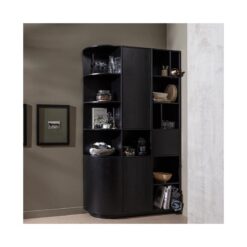 Finca Vakkenkast rond links grenen zwart 78cm