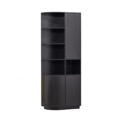 Finca Vakkenkast rond links grenen zwart 78cm