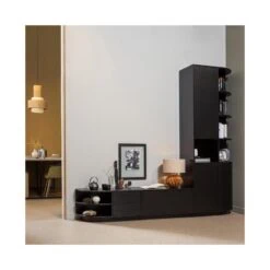 Finca Vakkenkast rond rechts grenen zwart 78cm