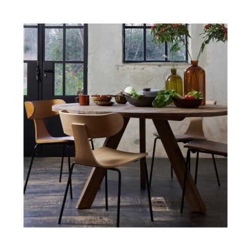 Form Eetkamerstoel hout met metalen poot naturel