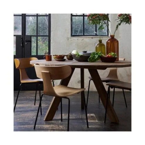 Form Eetkamerstoel hout met metalen poot naturel