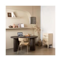 Form Eetkamerstoel hout met metalen poot zand