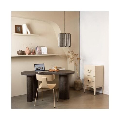 Form Eetkamerstoel hout met metalen poot zand