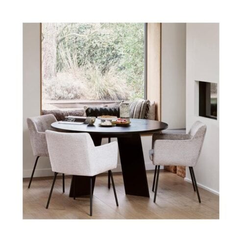 Fries Eettafel rond eiken blacknight 129cm