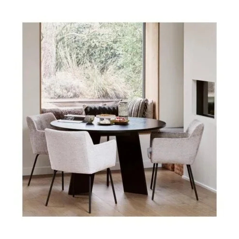 Fries Eettafel rond eiken blacknight 129cm