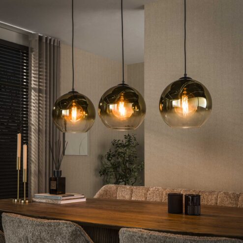 Galsa 3-lichts Hanglamp amber glas