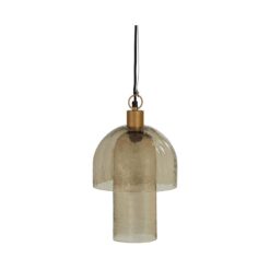 Gigi 1-lichts Hanglamp dubbele kap gehamerd glas naturel