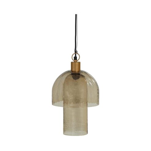 Gigi 1-lichts Hanglamp dubbele kap gehamerd glas naturel