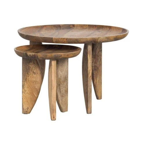 High Heels Bijzettafels mangohout naturel set van 2