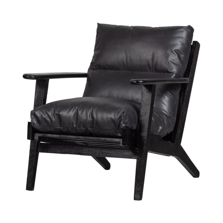 Houston Fauteuil leer/hout zwart