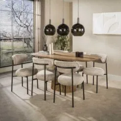 Jaimy Eetkamerstoel Boucle zand-bruin