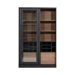 James Vitrinekast zwart/walnoot 125cm