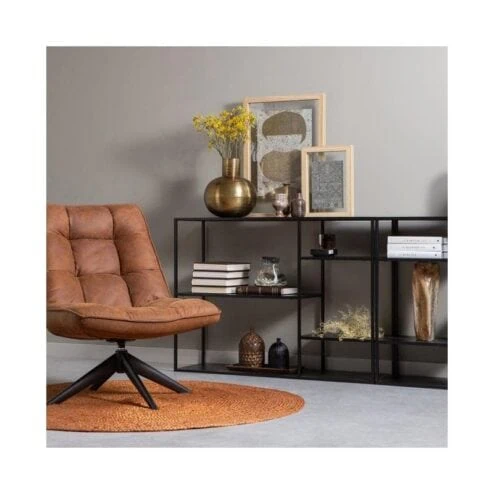 Jouke Draaifauteuil leerlook cognac