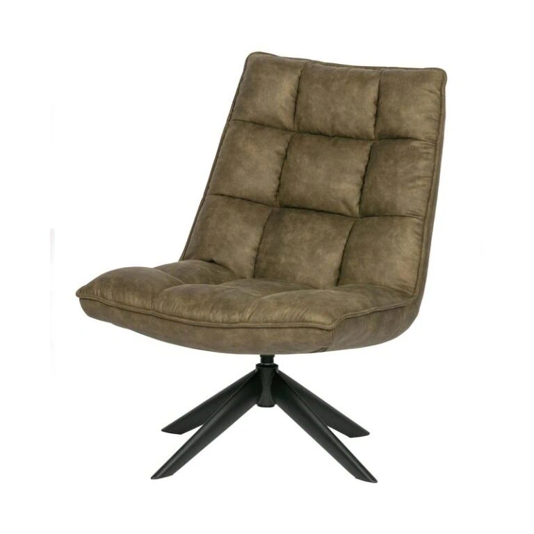 Jouke Draaifauteuil leerlook groen