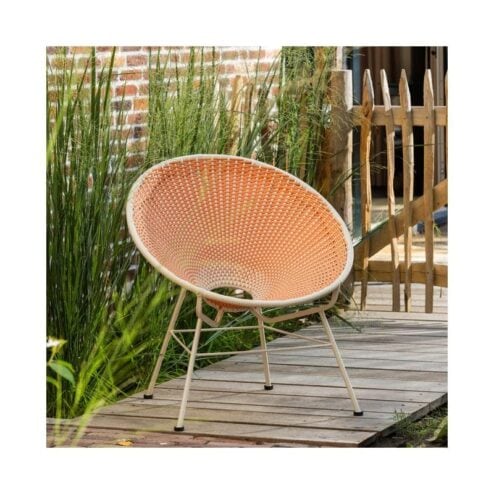 Kazoun Tuin loungestoel wicker oranje