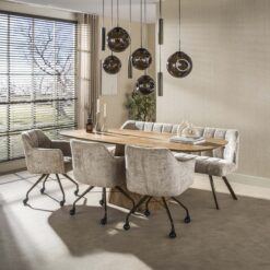 Kelly Eetkamerstoel met wieltjes Alura zand-bruin