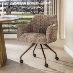 Kelly Eetkamerstoel met wieltjes Hoven champagne-bruin