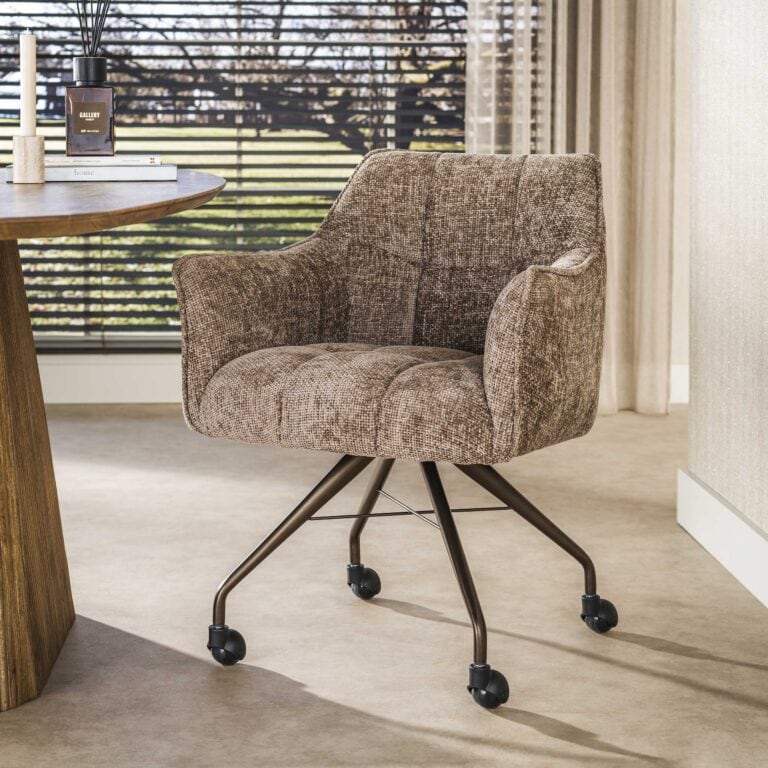 Kelly Eetkamerstoel met wieltjes Hoven champagne-bruin