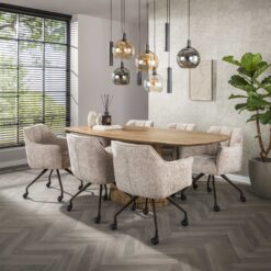 Kelly Eetkamerstoel met wieltjes Hoven zand-bruin