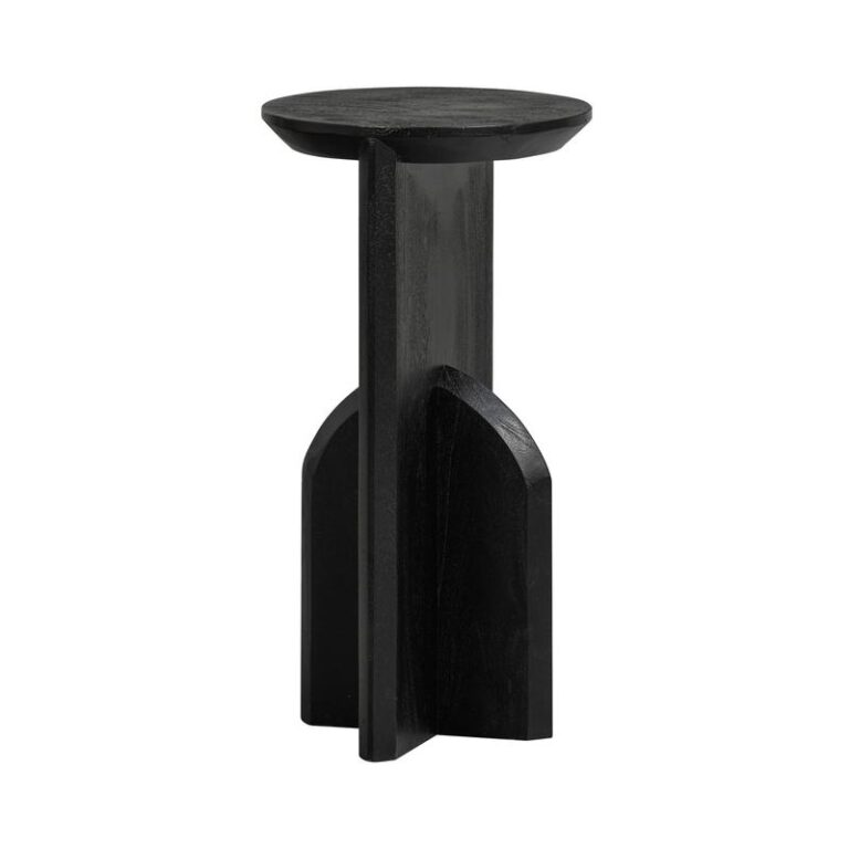 Kioni Smalle bijzettafel acaciahout zwart 30cm