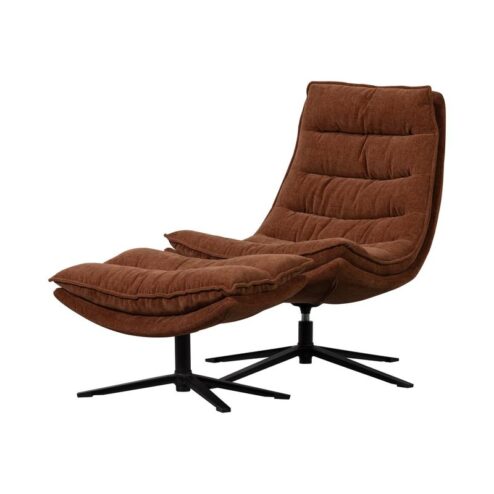 Kube Draaifauteuil met hocker bruin