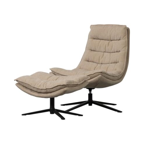 Kube Draaifauteuil met hocker naturel
