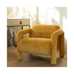 Lenny Fauteuil grove textuur goud/geel
