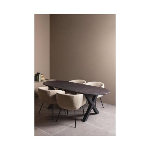 Leon Eetkamerstoel bouclé naturel melange