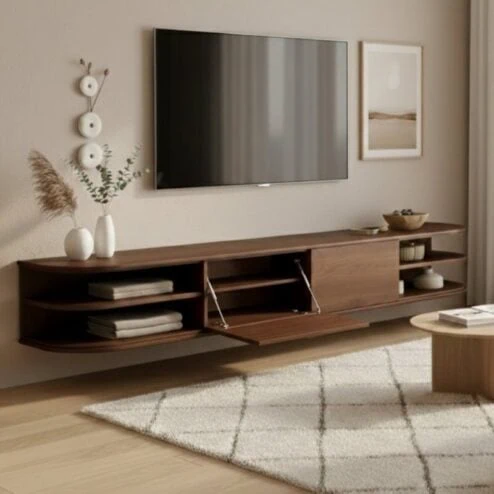 Luca zwevend Tv meubel Walnoot 220 cm