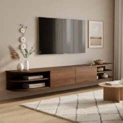 Luca zwevend Tv meubel Walnoot 220 cm